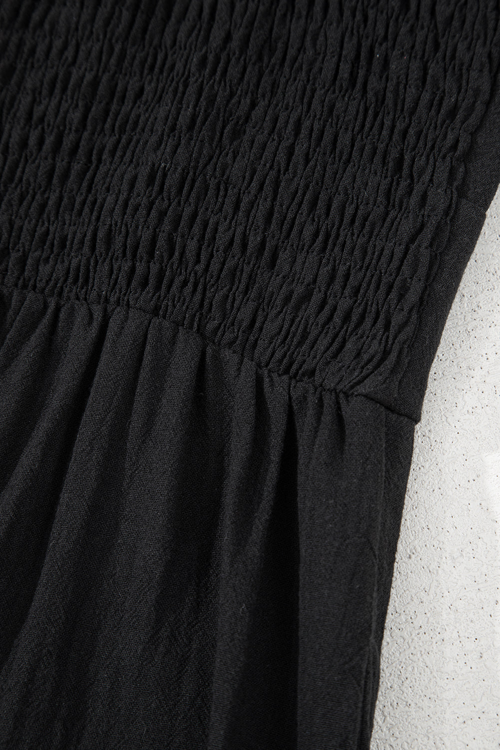 Black Front Cut Out Smocked Back Sleeveless Wide Leg Jumpsuit eAura