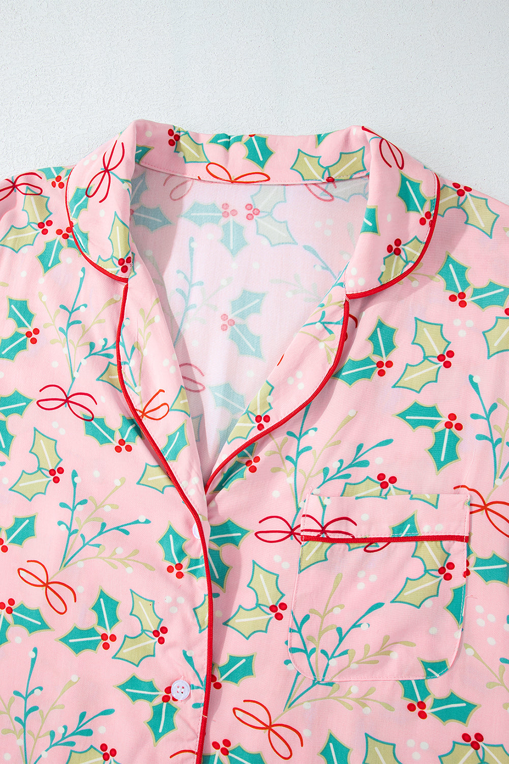 Multicolour Floral Holly Print Christmas Pyjama Set eAura