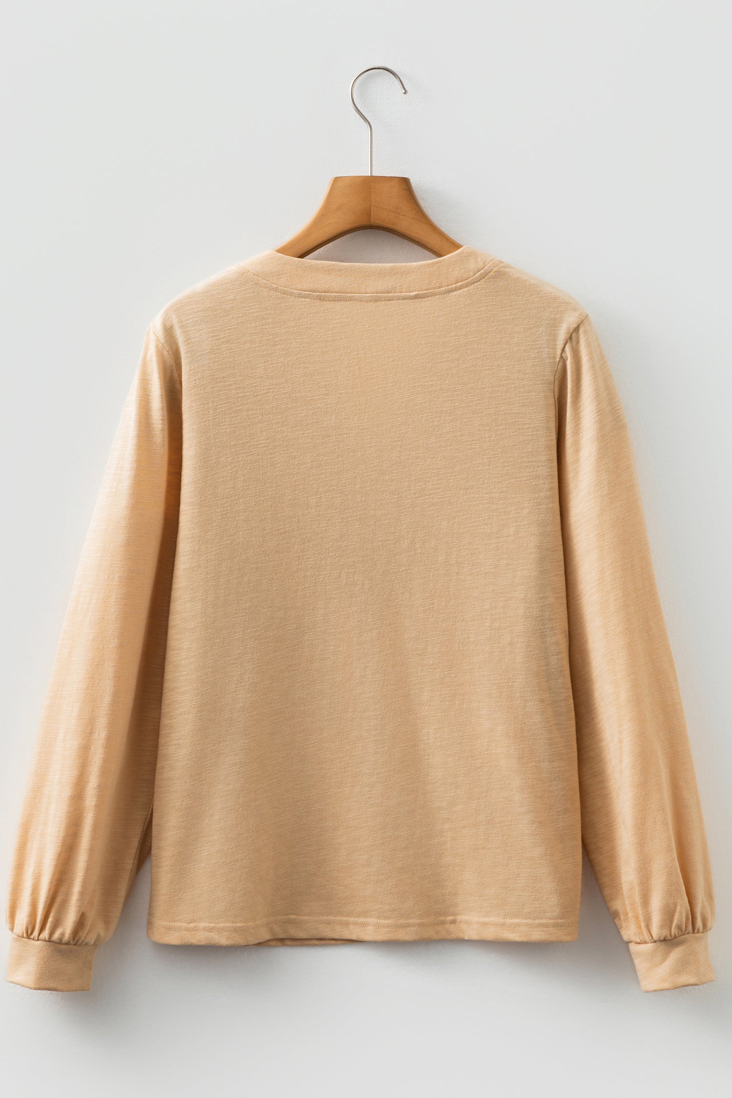 Button V-Neck Long Sleeve Top - eAura