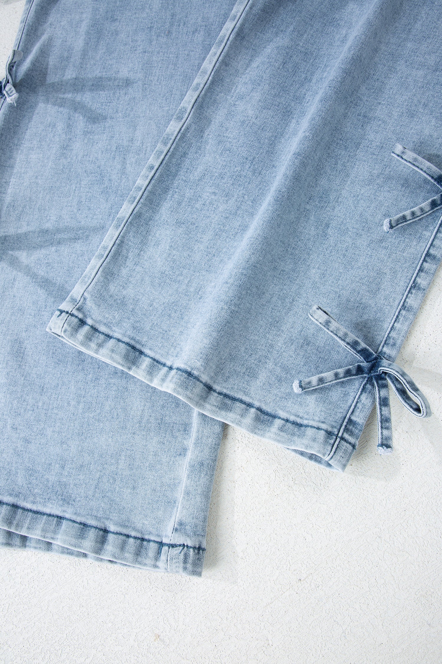 Bow Knot Side Detail Straight Leg Loose Jeans - Bottoms/Jeans