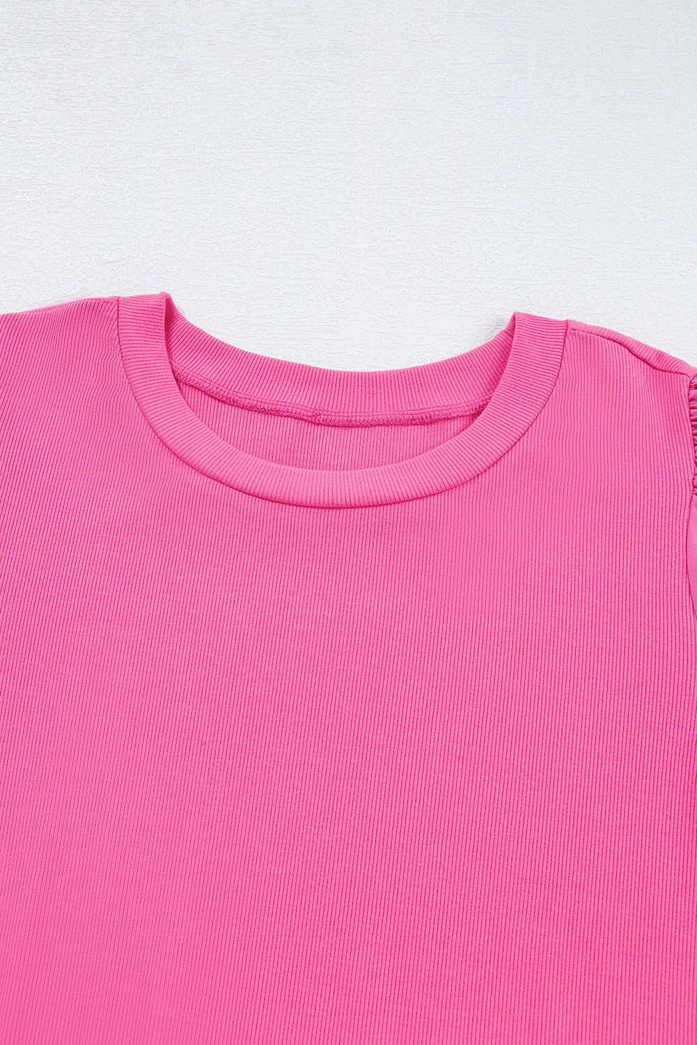 Ribbed Pearl Beaded Puff Sleeve Top - eAura