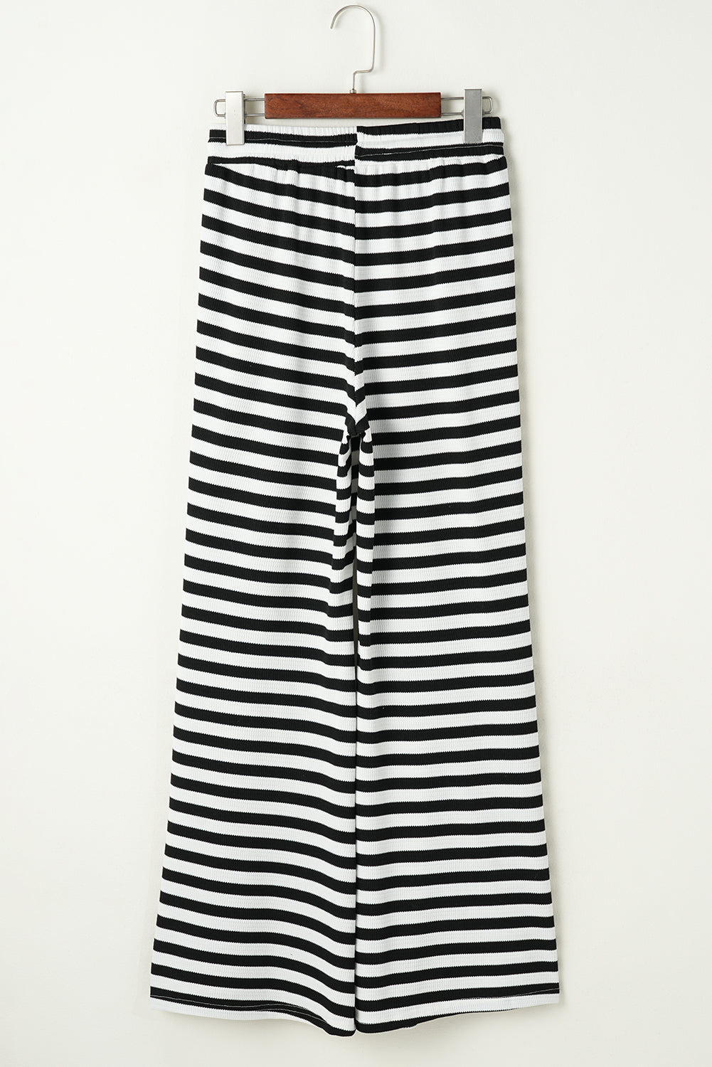 Black Stripe Lace-up Waist Casual Flared Trousers BB Fashion Outlet