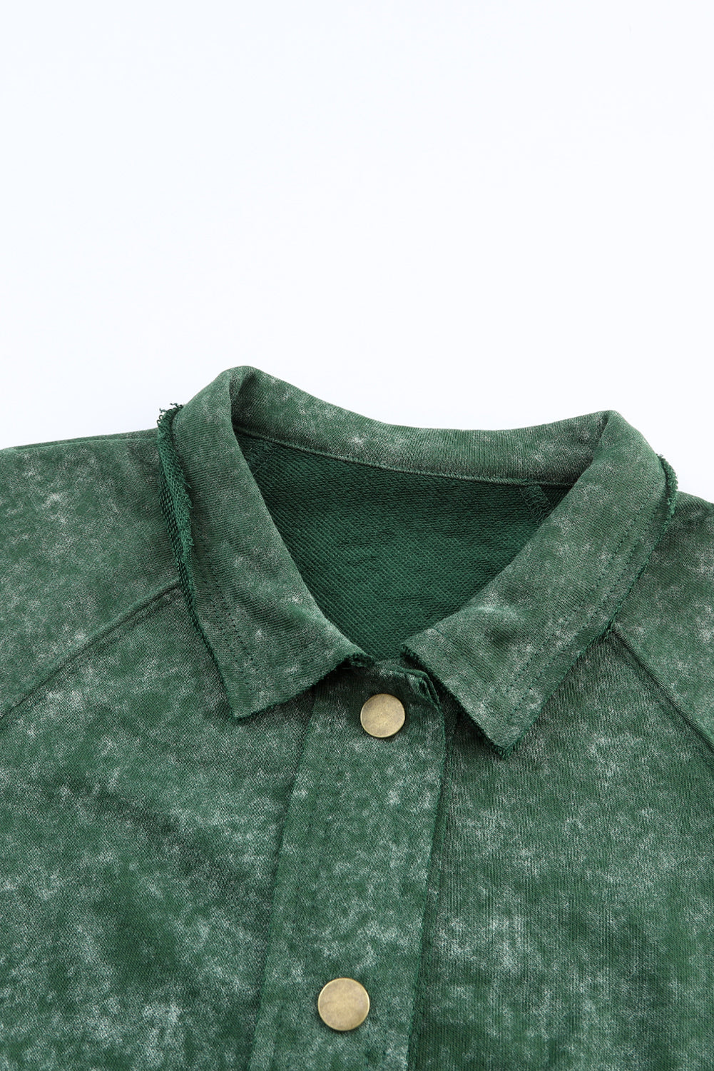 Green Vintage Washed Flap Pocket Button Shacket Beagle Boutique Fashion Outlet