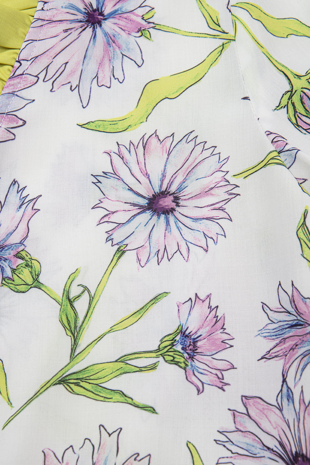 Purple Floral Print Striped Detail Split Neck Flounce Short Sleeve Peplum Blouse Dear-Lover Dropshipping