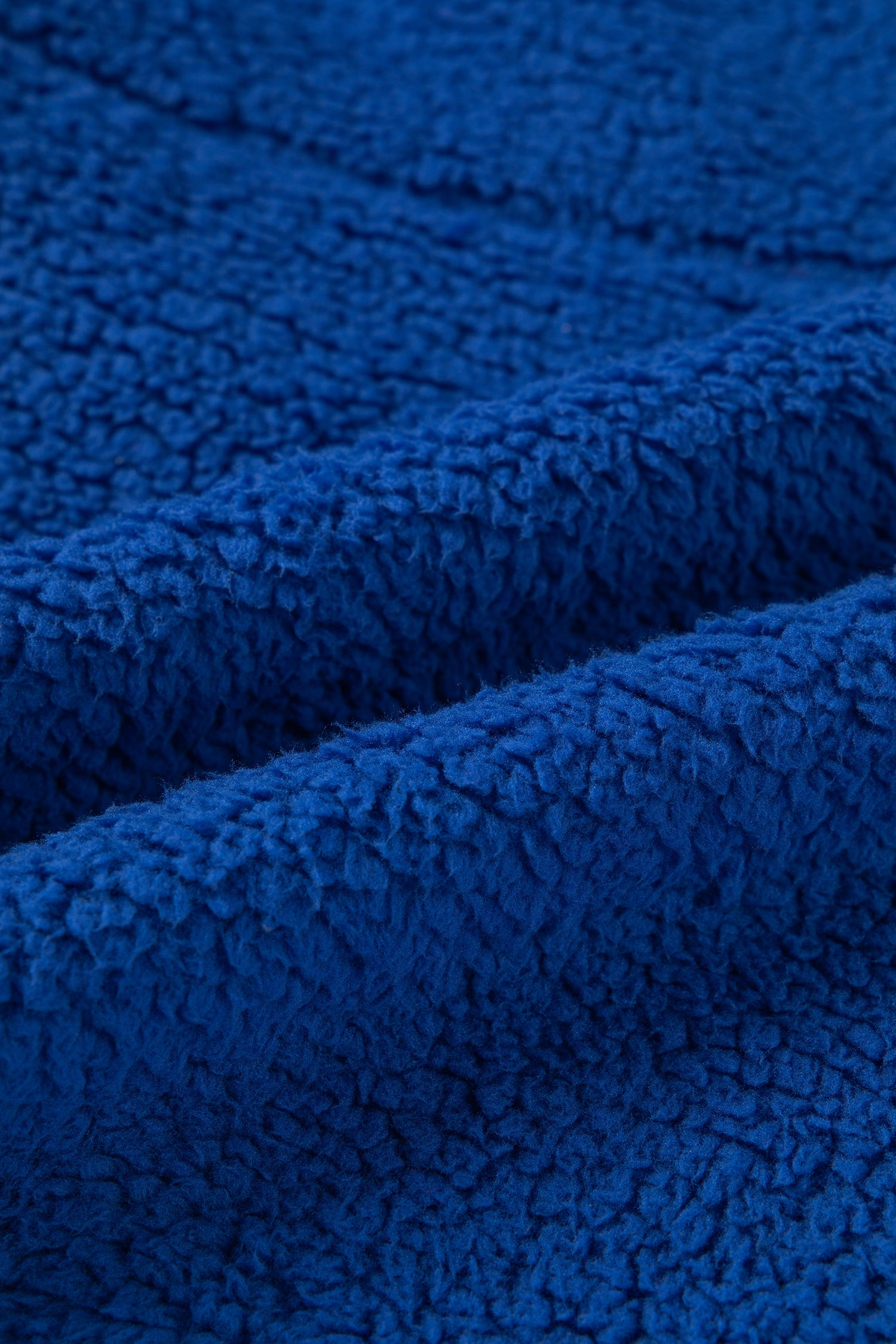 Blue Sherpa Half Zip Contrast Trim Pullover Hoodie - eAura