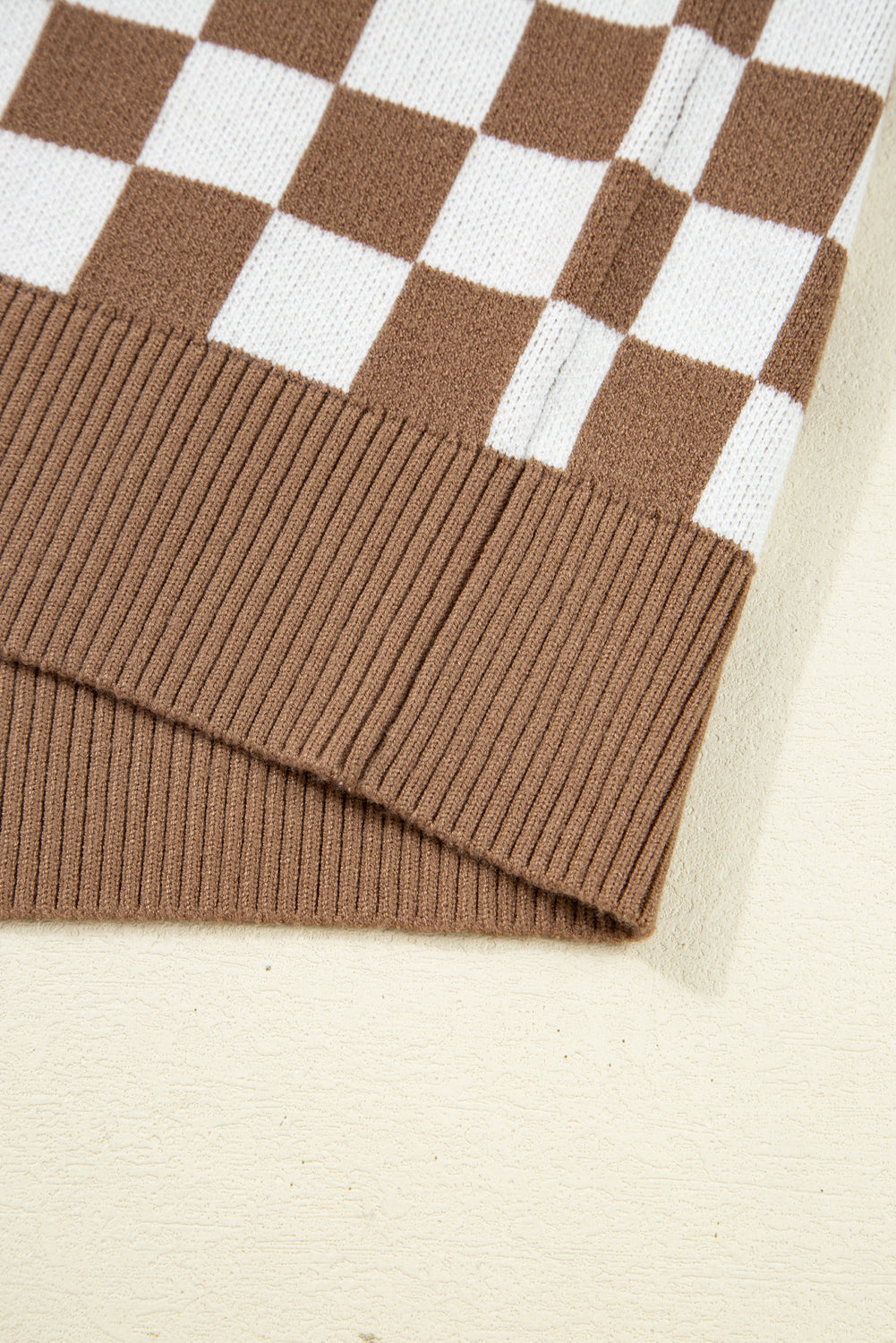 Checkered Contrast Edge Crewneck Plus Size Sweater - eAura