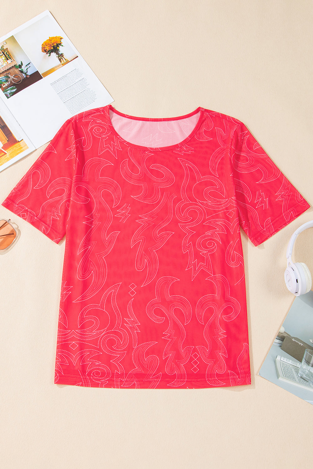 Red Western Girls Mesh T-Shirt eAura