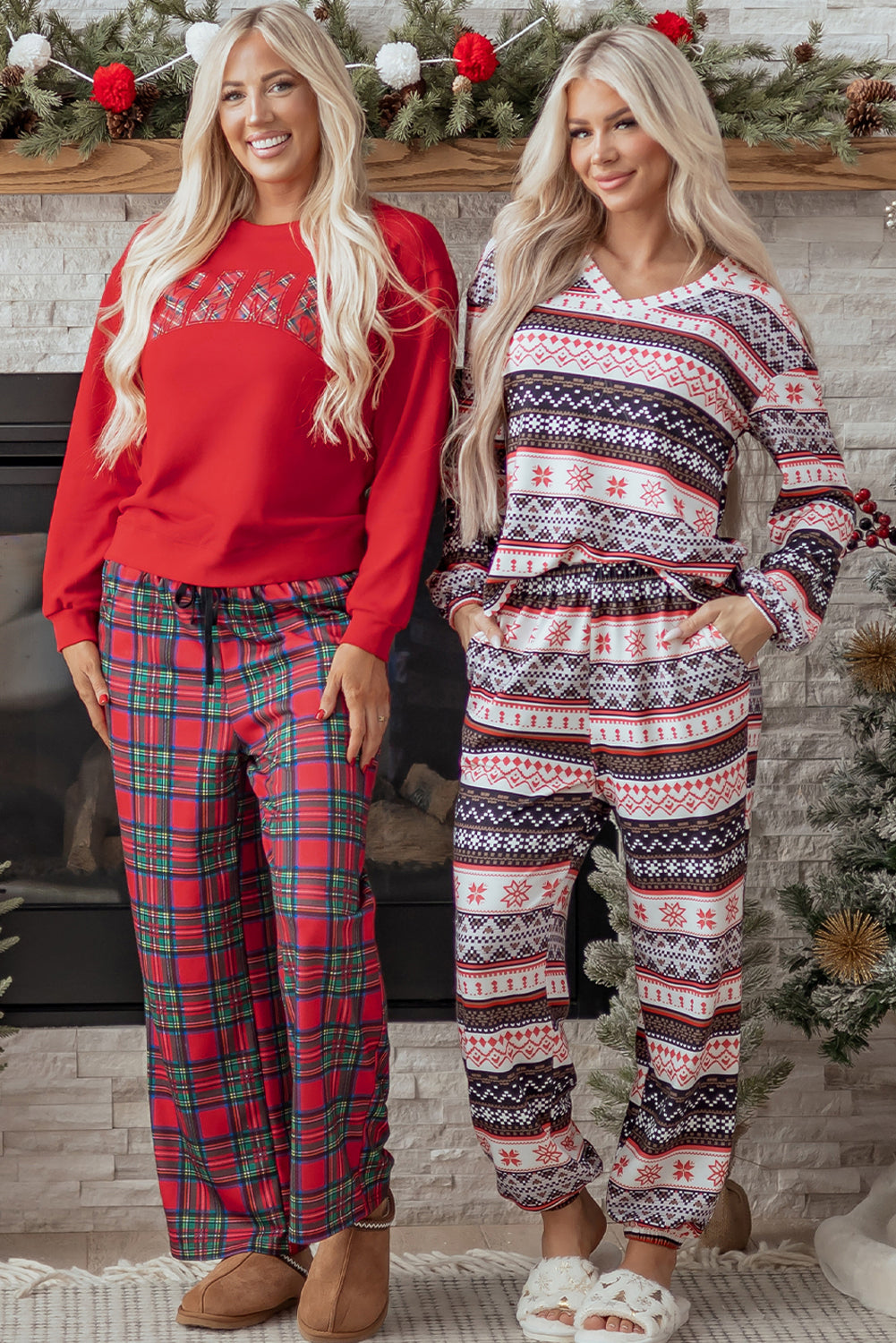 Plaid Mama Graphic Christmas Holiday Crewneck PJs - eAura