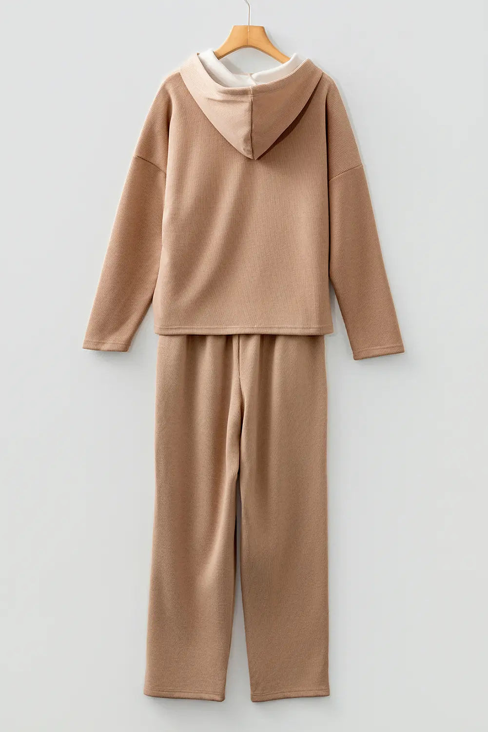 Pullover Hoodie and High Waist Bottoms Soft Cord Co-ord Set