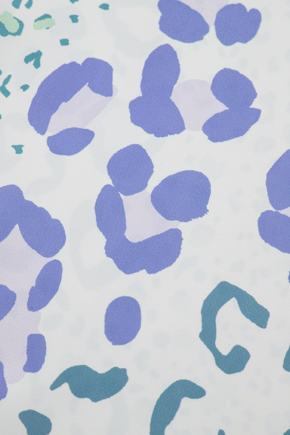 Sky Blue Mixed Leopard Print V Neck Short Sleeve Blouse eAura