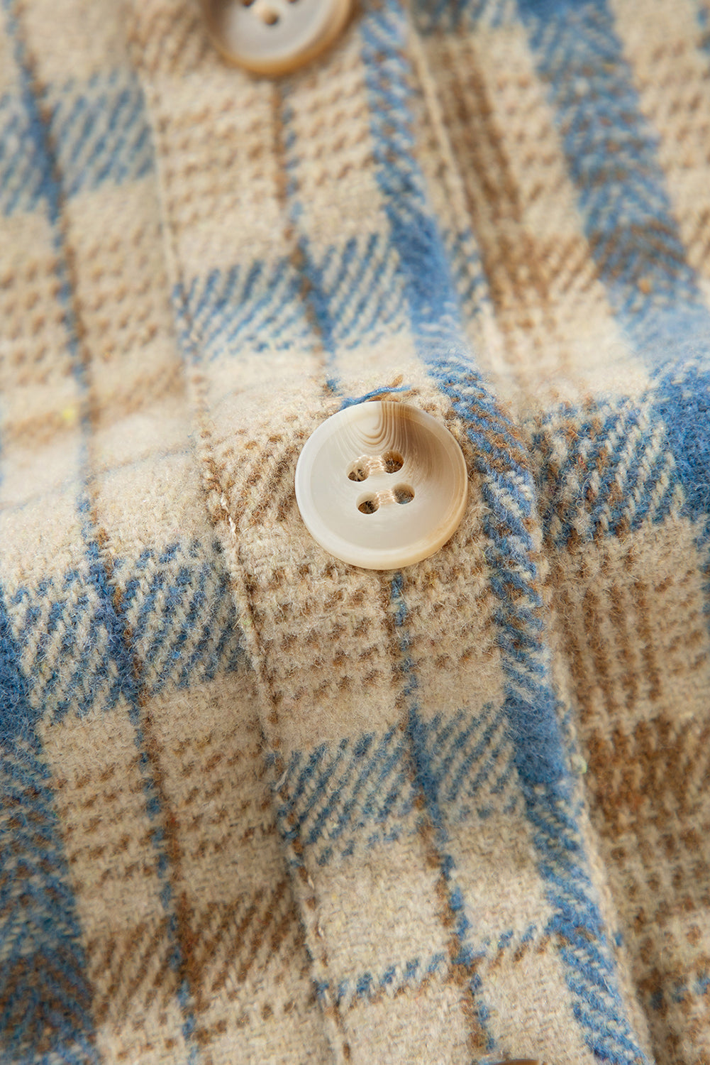 Ashleigh Blue Waffle Knit Patchwork Hooded Plaid Shacket eAura