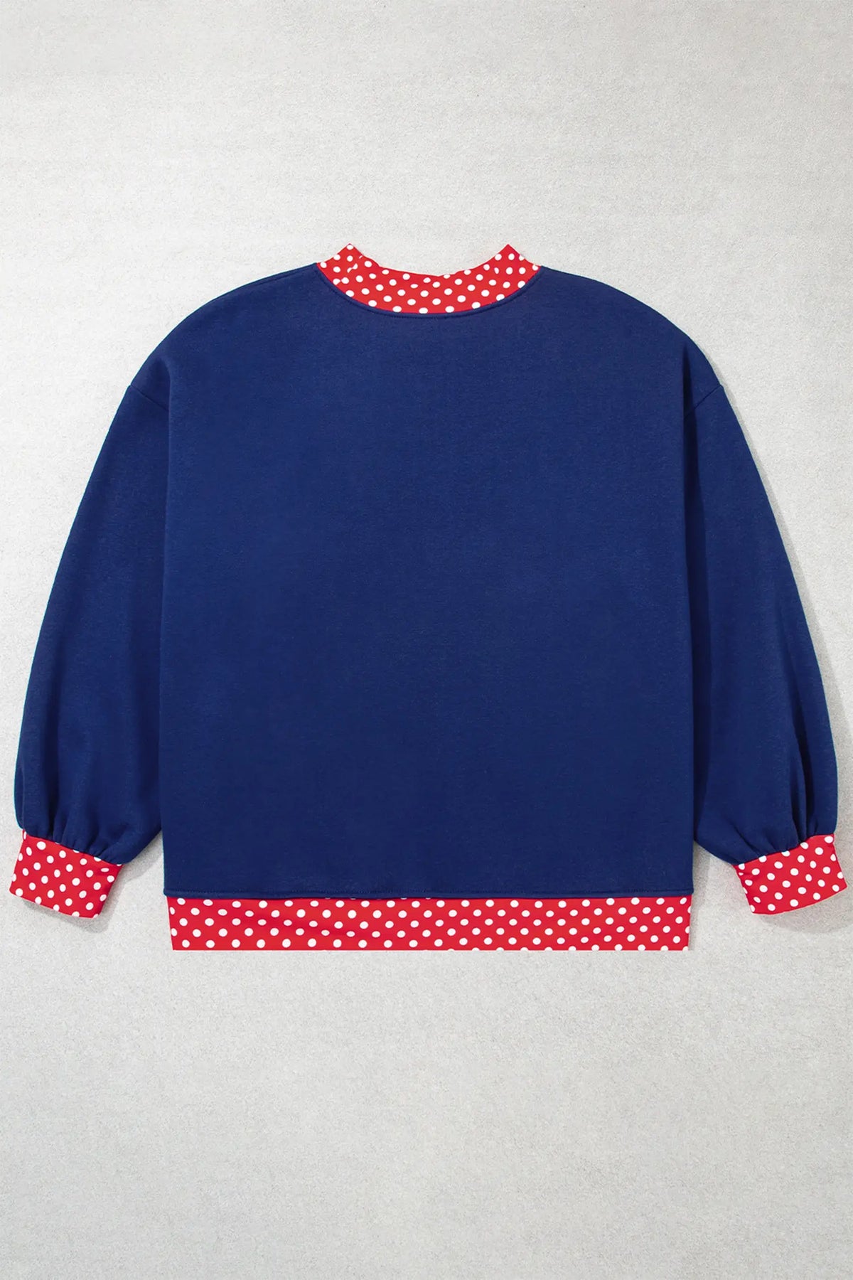Polka Dot Patchwork Round Neck Plus Size Sweatshirt – Racing Red