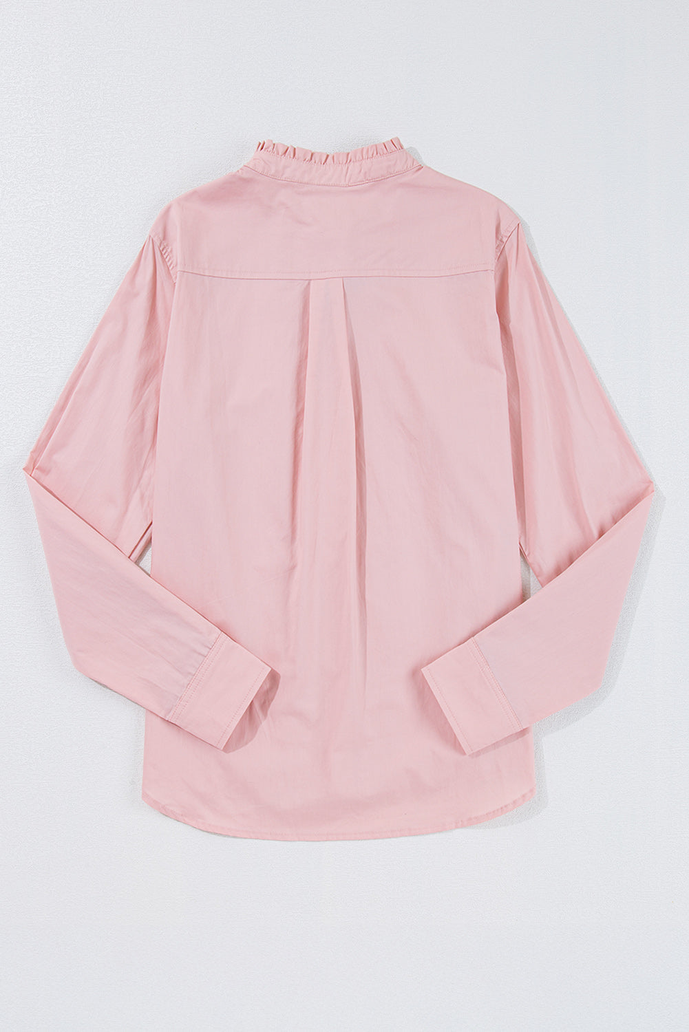 Light Pink Pleated Button-Up Loose Fit Casual Shirt Beagle Boutique Fashion Outlet