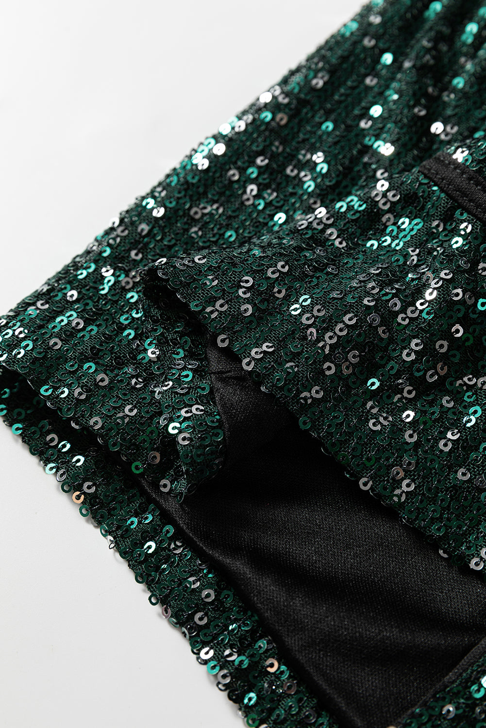 Green Glitter Sequin Open Front Long Sleeve Cardigan - eAura