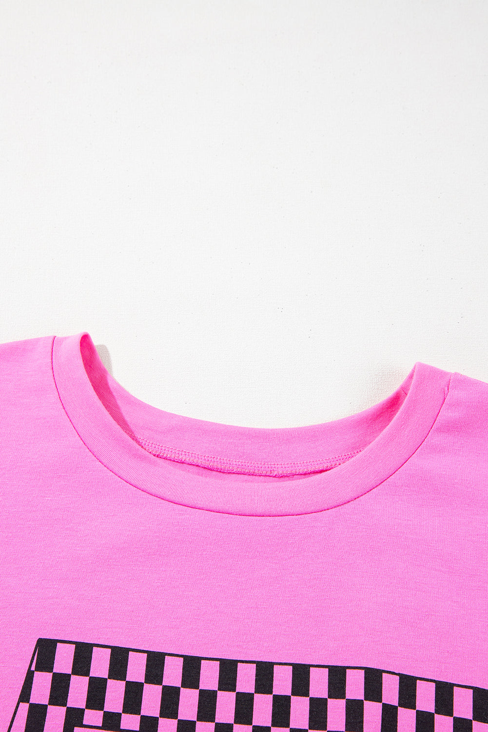 Bright Pink Checker MAMA Letter Printed Graphic Plus Size T Shirt BB Fashion Outlet