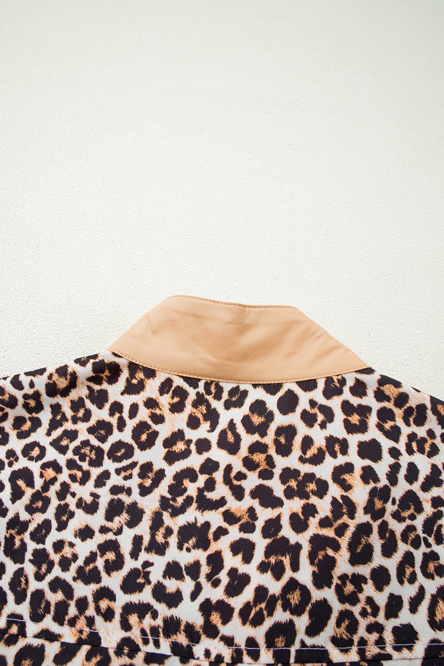 Multicolour Button Striped Collar Leopard Print Long Sleeve Dress