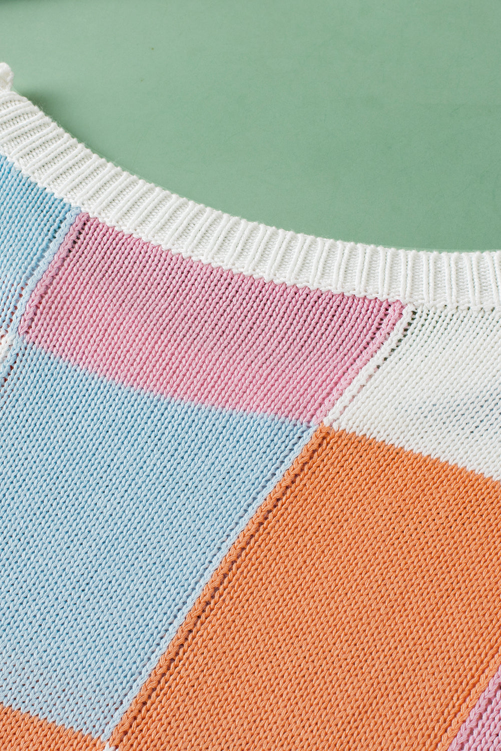 Grapefruit Orange Colour Block Cap Sleeve Sweater eAura
