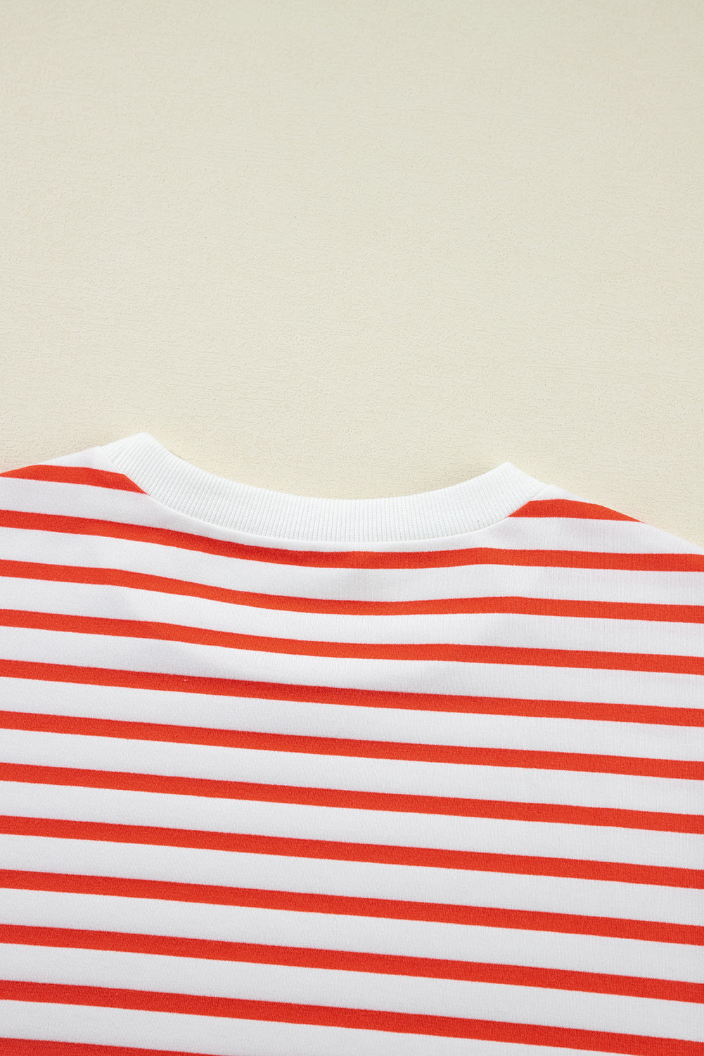 Orange Stripe Drop Shoulder Crew Neck Loose Sweatshirt eAura