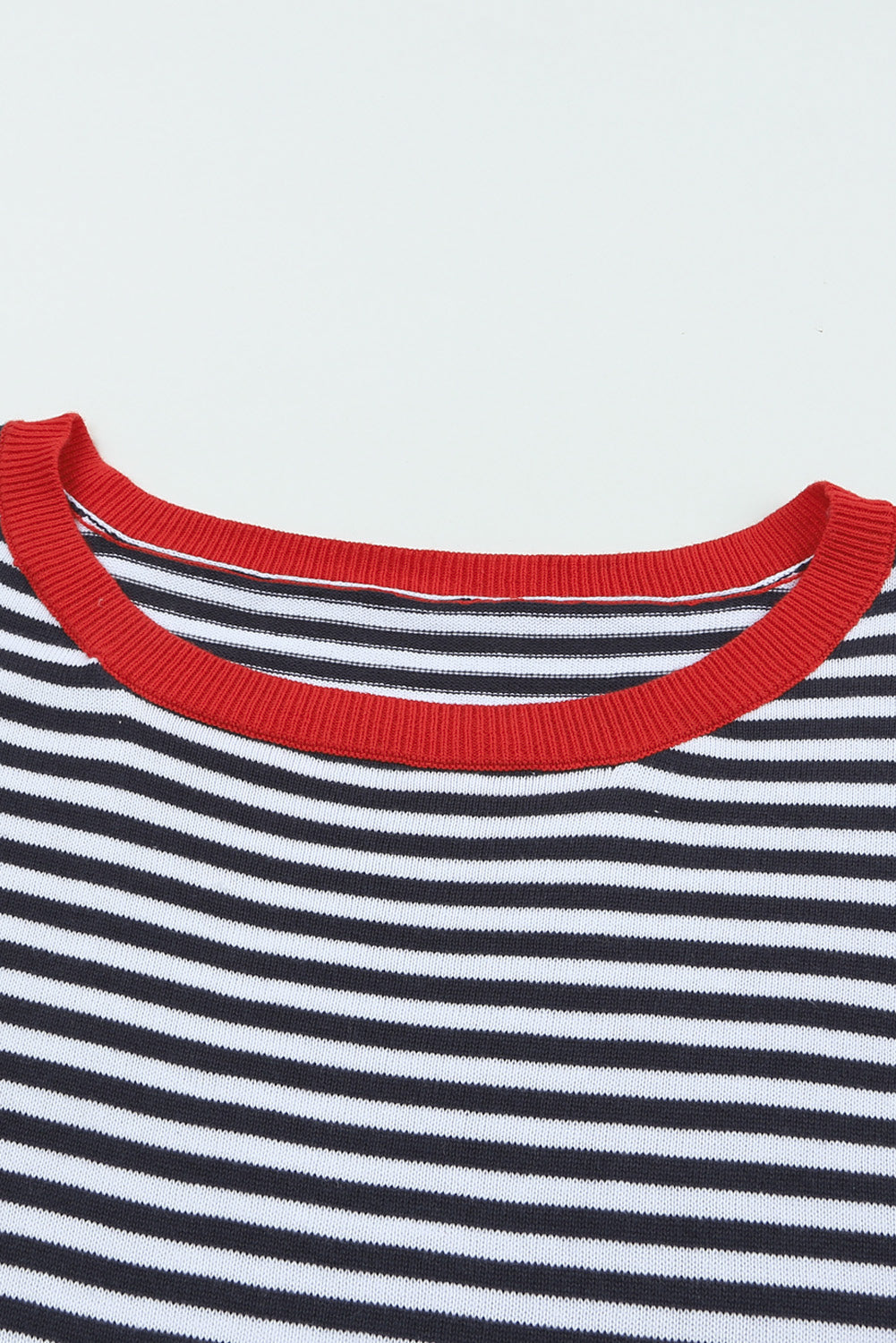 Contrast Trimmed Striped Drop Shoulder Sweater eAura