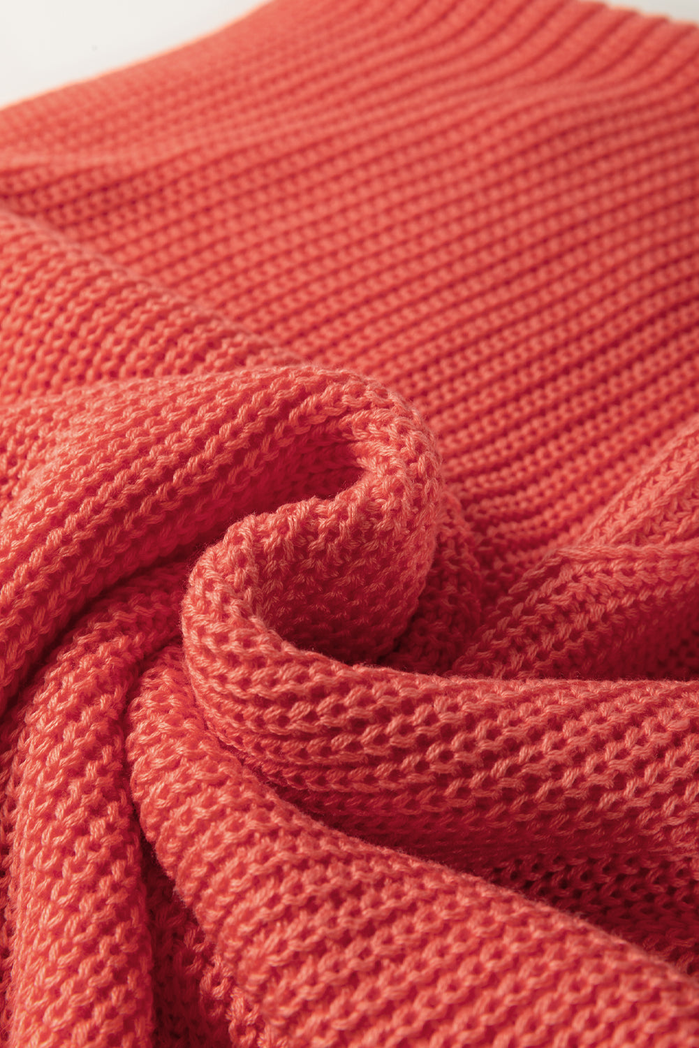 Flamingo Solid Textured Knitted Notch V Neck Sweater eAura