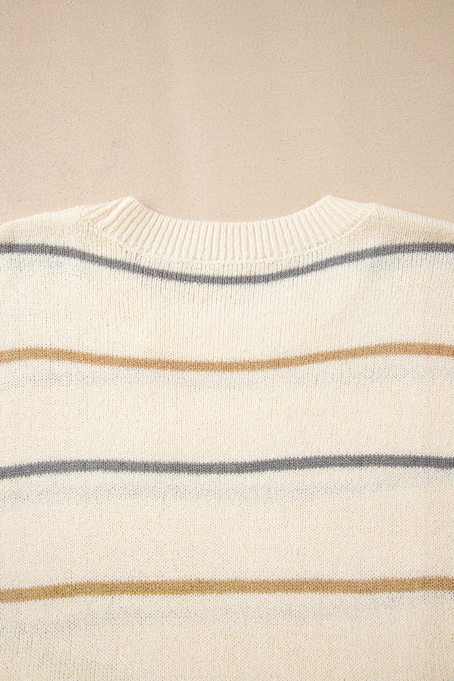 Multicolour Striped Print Drop Shoulder Shift Sweater Mini Dress - eAura