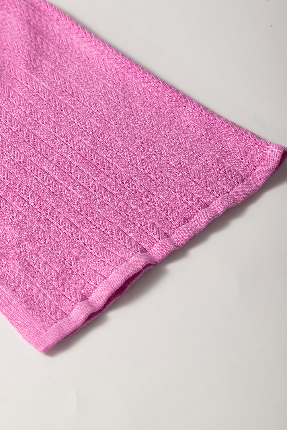 Phalaenopsis Textured Square Neck Half Sleeve Knitted Top eAura