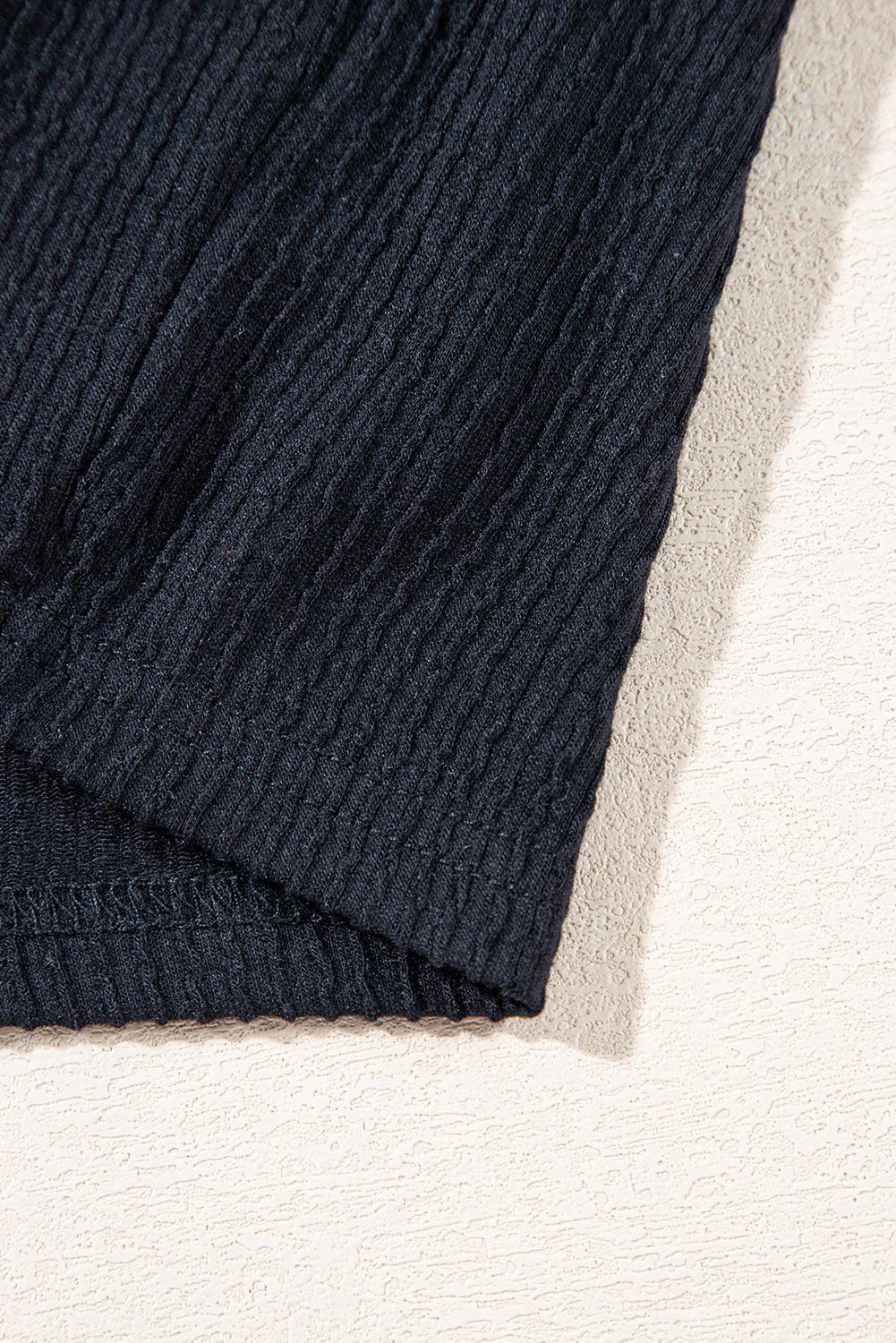 Black Smocked Bust Textured Knit Sleeveless Romper eAura