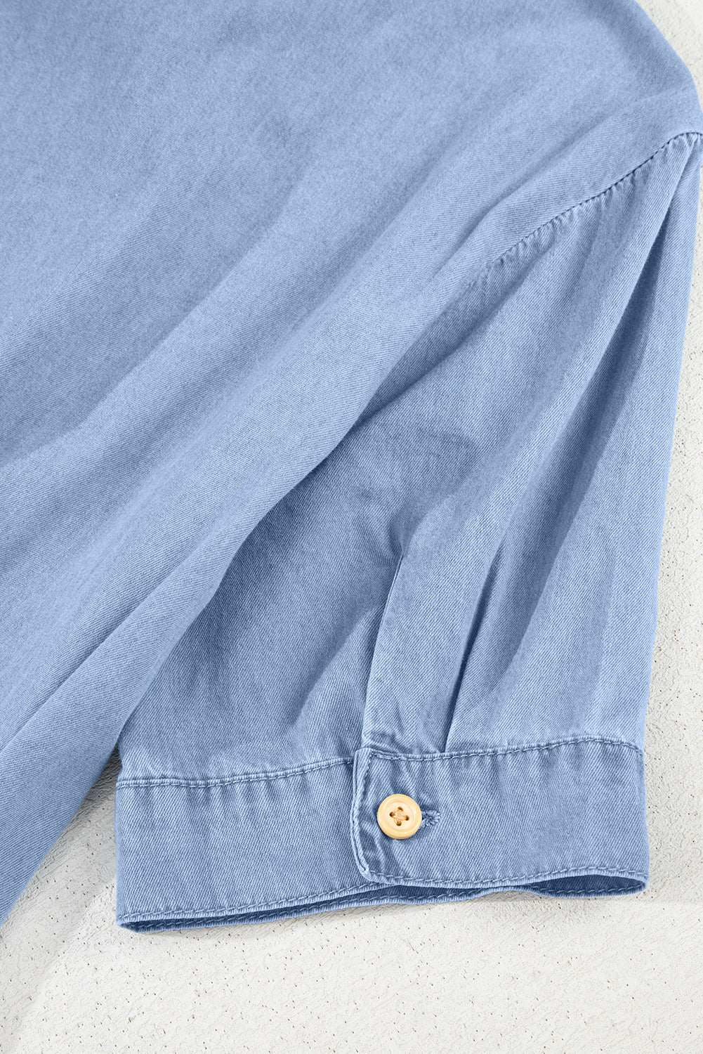 Myosotis Denim Pleated Slim Waist Short Sleeve Shirt Dress eAura