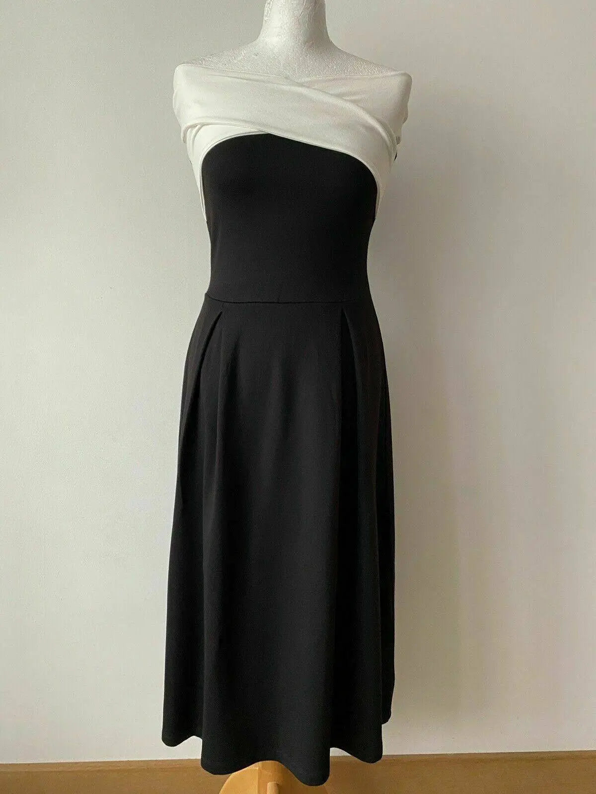 Anna Field Black Midi Fit & Flare Dress Size 8 Off Shoulder - BB Fashion Outlet