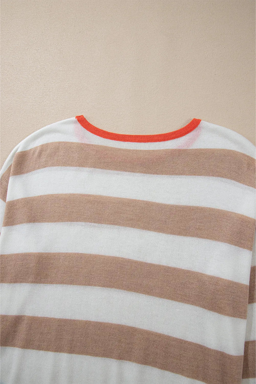 Apricot Colourblock Striped Round Neck Drop Shoulder Sweater eAura