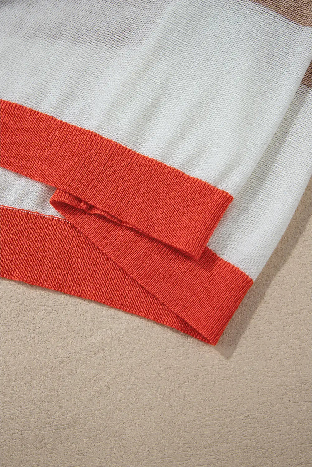 Apricot Colourblock Striped Round Neck Drop Shoulder Sweater eAura