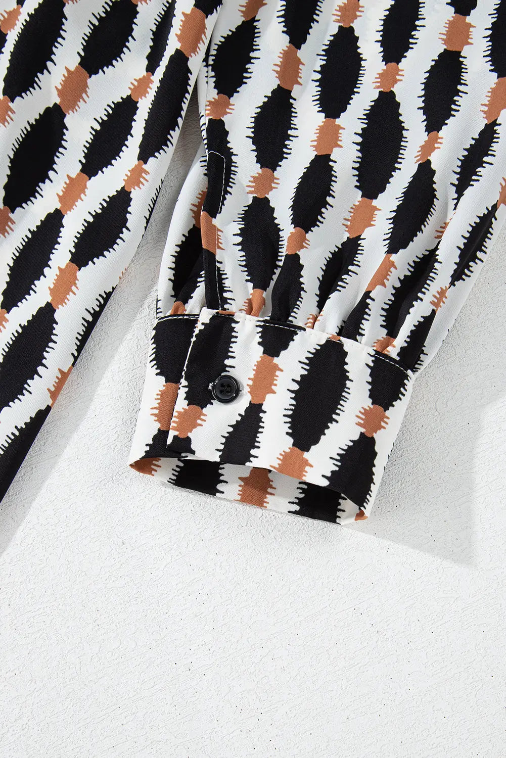 Apricot Geometric Print Collared V Neck Plus Size Mini Dress Beagle Boutique Fashion Outlet