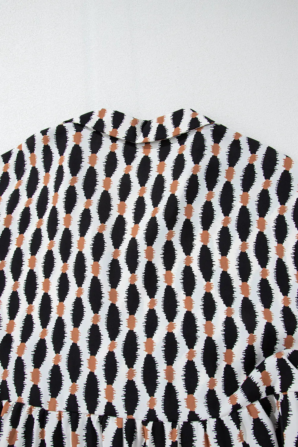 Apricot Geometric Print Collared V Neck Plus Size Mini Dress Beagle Boutique Fashion Outlet
