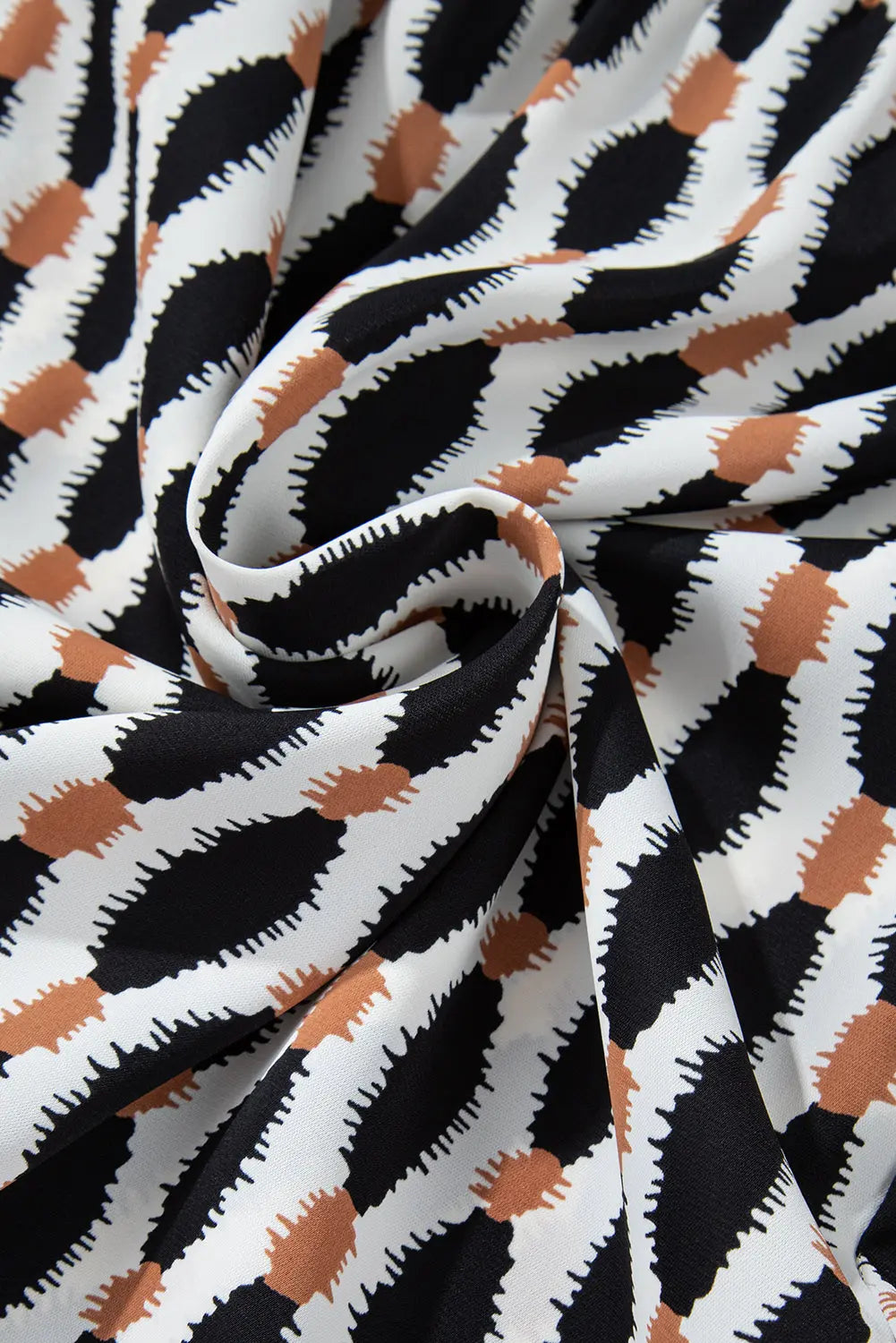 Apricot Geometric Print Collared V Neck Plus Size Mini Dress Beagle Boutique Fashion Outlet