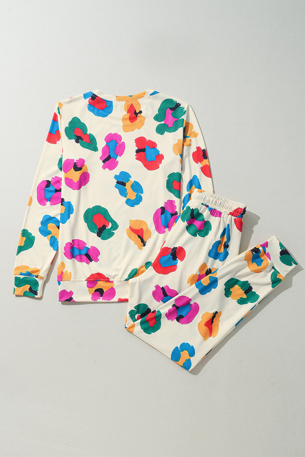 Beige Leopard Print Long Sleeve Top and Skinny Trousers Lounge Set Pyjamas - Loungewear & Sleepwear/Sleepwear