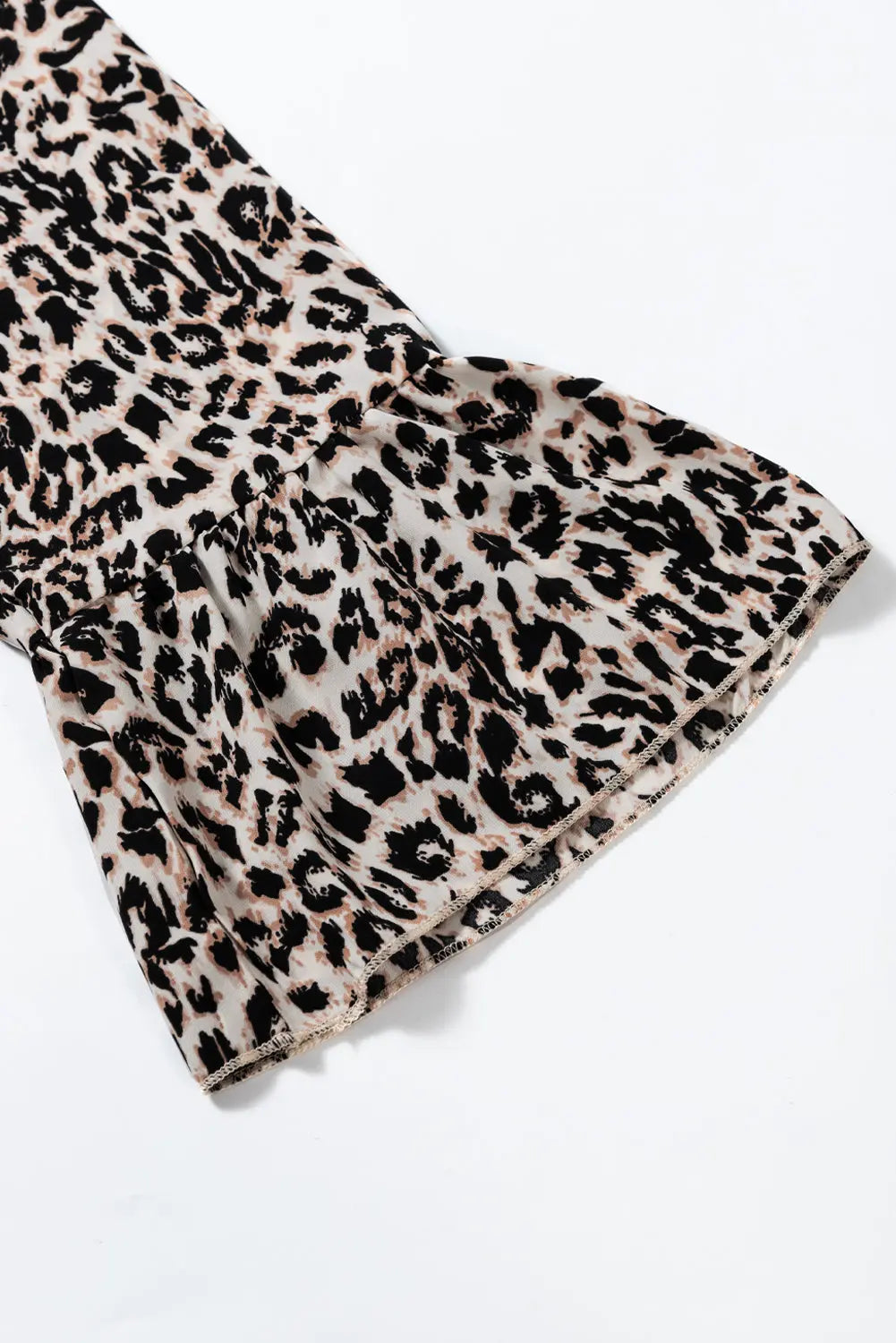 Apricot Leopard Print Tiered Wide Sleeve Maxi Dress - eAura