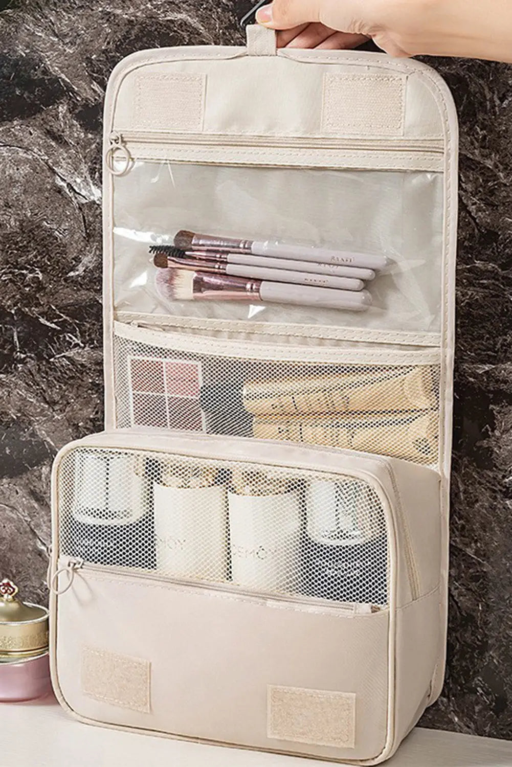 Apricot Multi-functional Make Up Organizer Travel Toiletry Bag - eAura