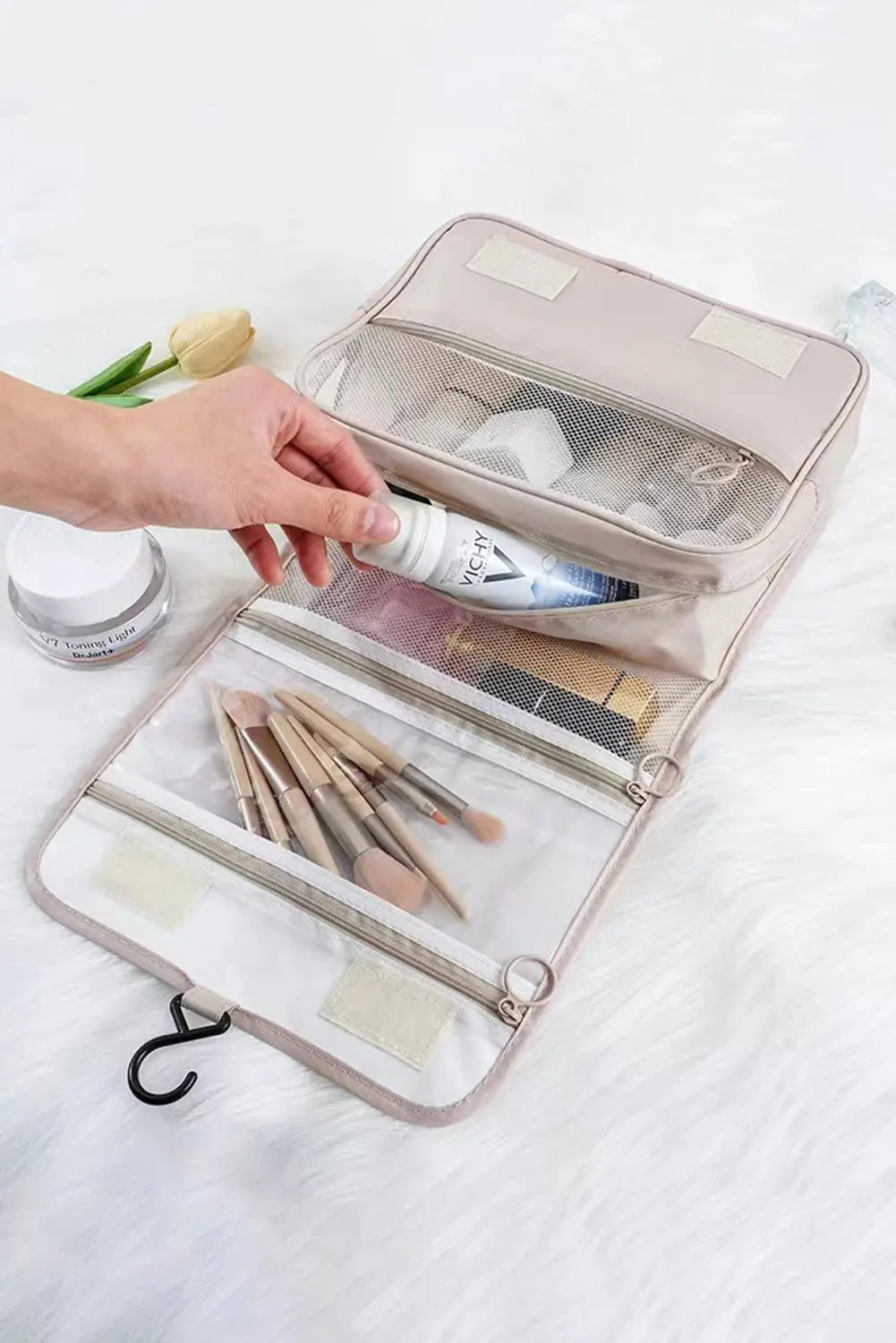 Apricot Multi-functional Make Up Organizer Travel Toiletry Bag - eAura