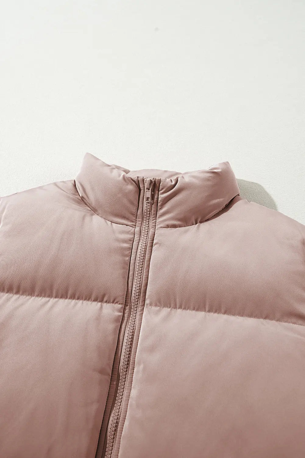Apricot Pink Full Zipper Quilted Puffer Jacket Beagle Boutique Fashion Outlet