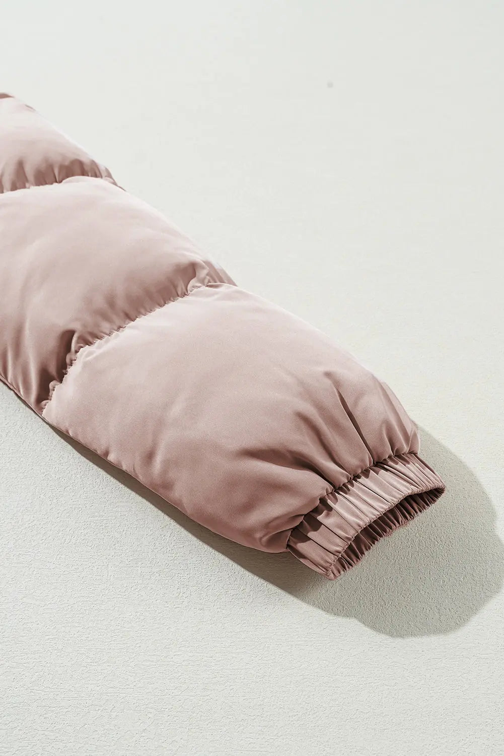 Apricot Pink Full Zipper Quilted Puffer Jacket Beagle Boutique Fashion Outlet