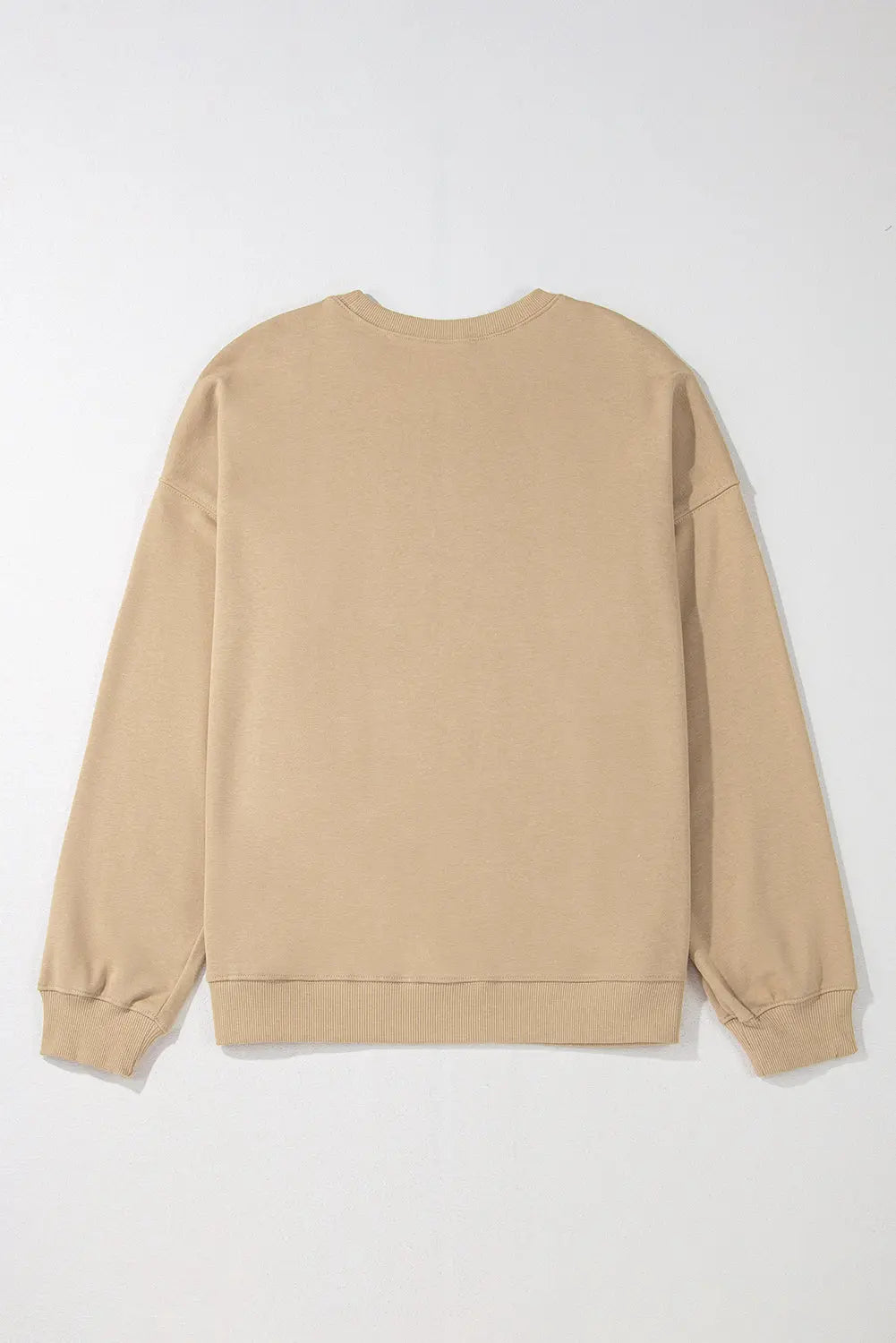 Apricot Solid Crew Neck Drop Shoulder Plus Size Sweatshirt Beagle Boutique Fashion Outlet