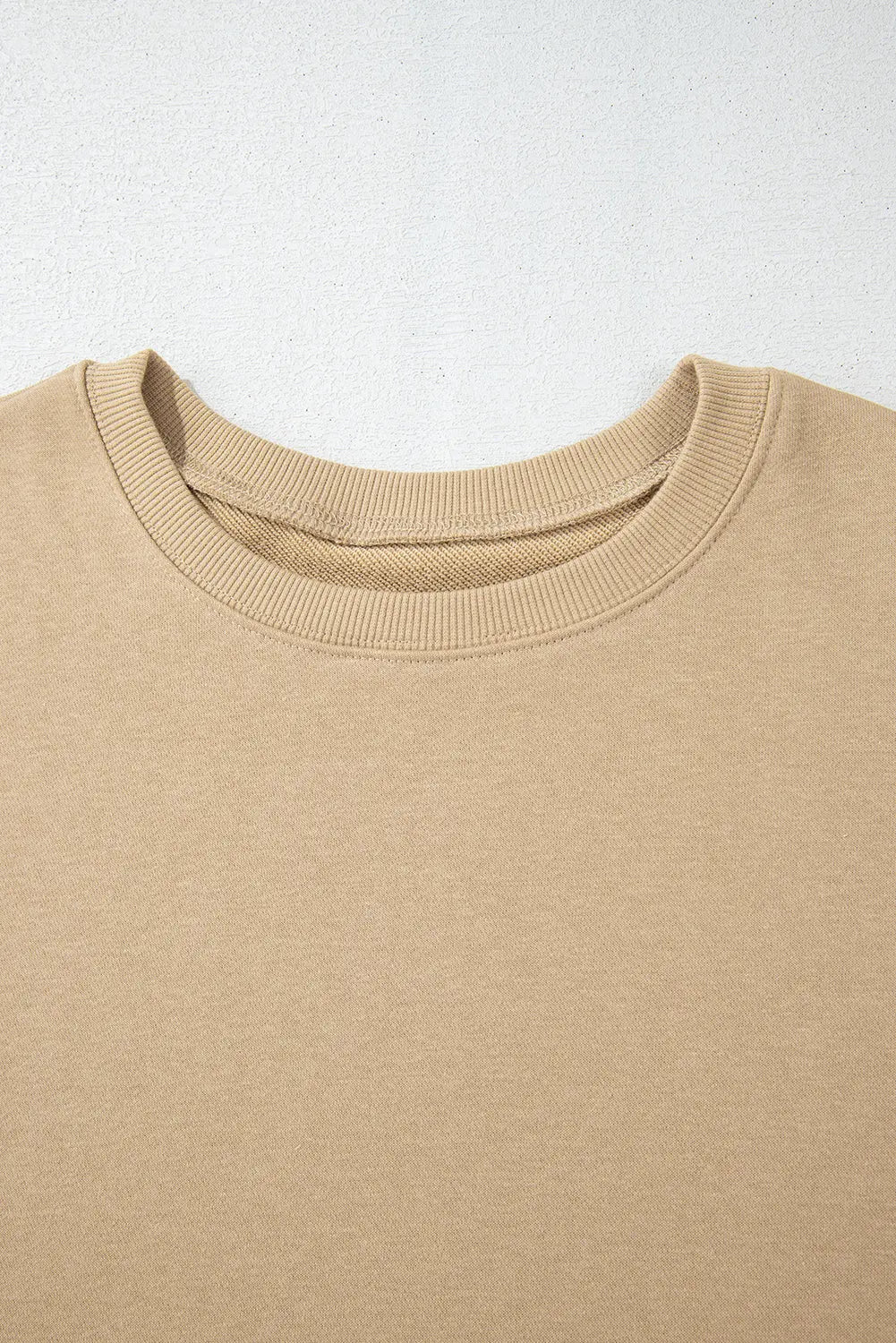 Apricot Solid Crew Neck Drop Shoulder Plus Size Sweatshirt Beagle Boutique Fashion Outlet
