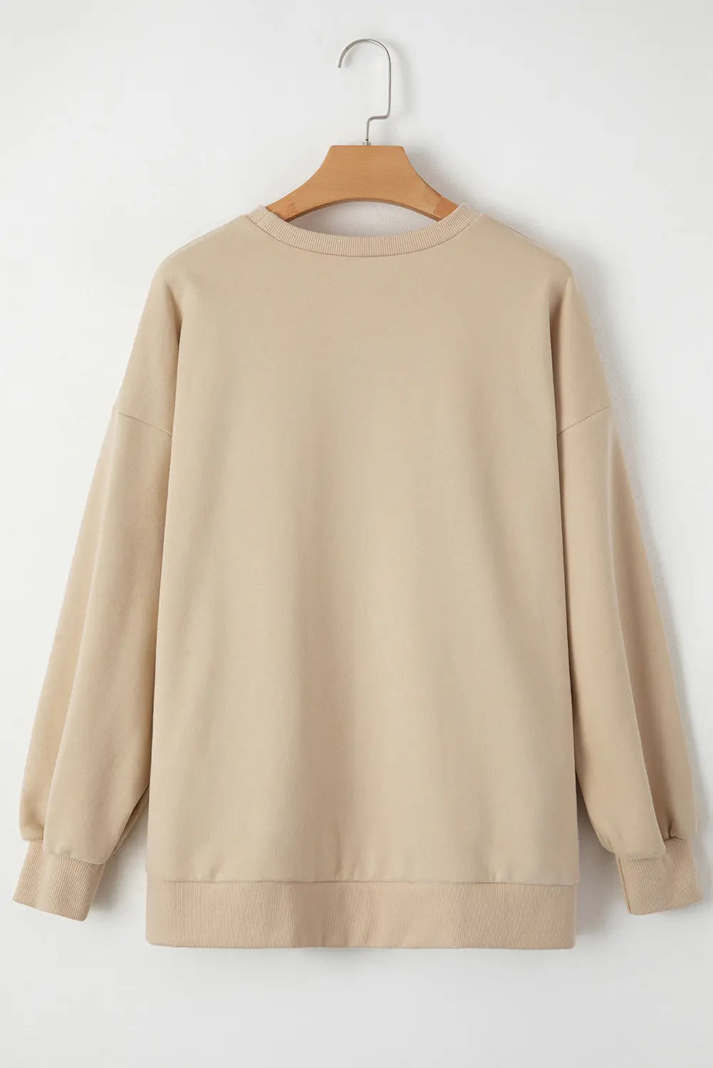 Apricot Solid Fleece Lined Drop Shoulder High Low Sweatshirt - eAura