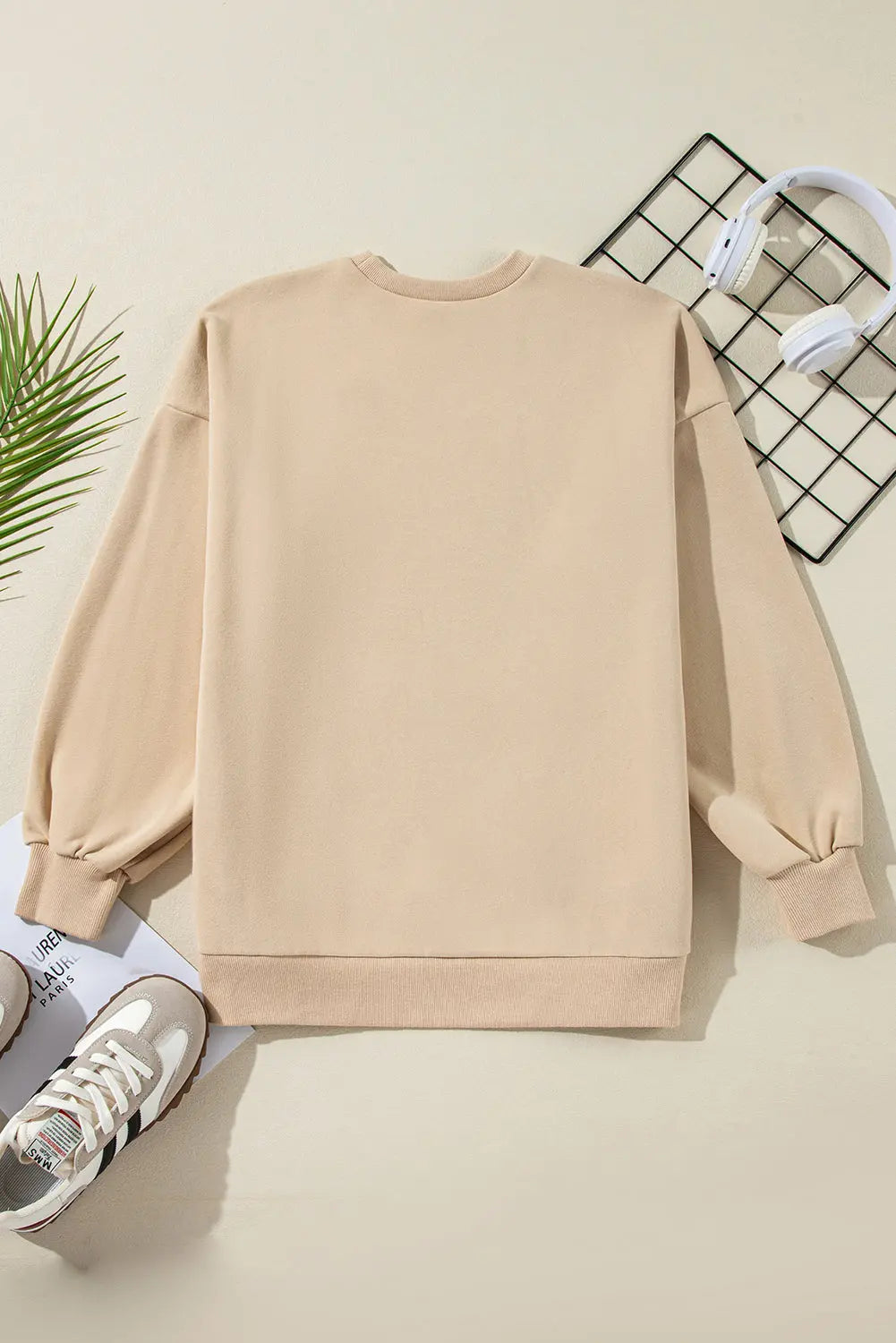 Apricot Solid Fleece Lined Drop Shoulder High Low Sweatshirt - eAura