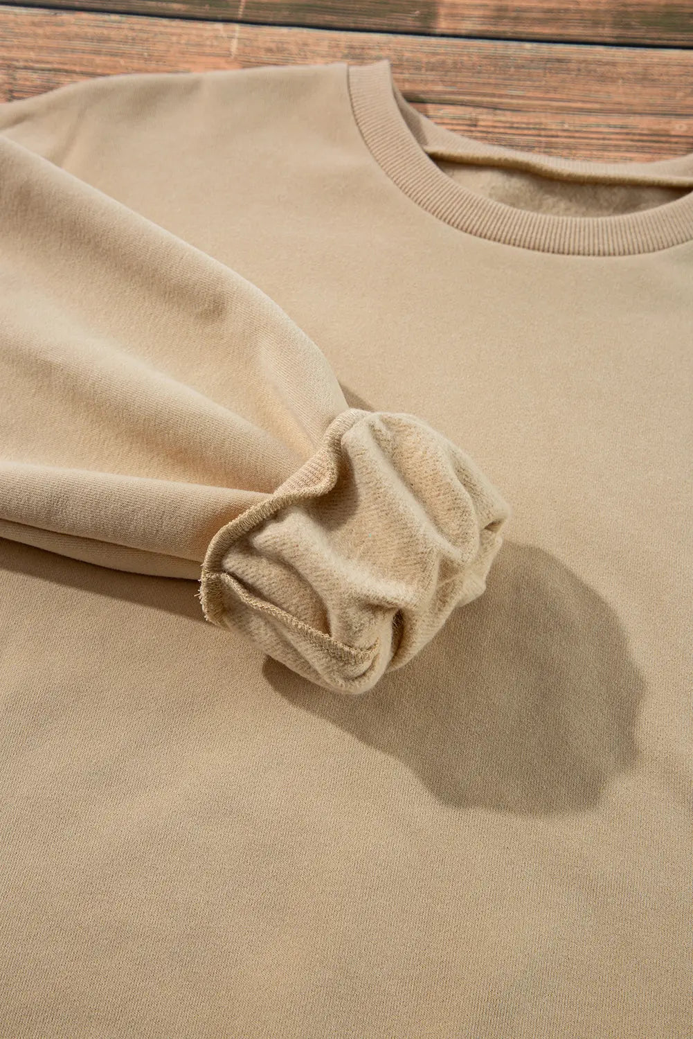 Apricot Solid Fleece Lined Drop Shoulder High Low Sweatshirt - eAura