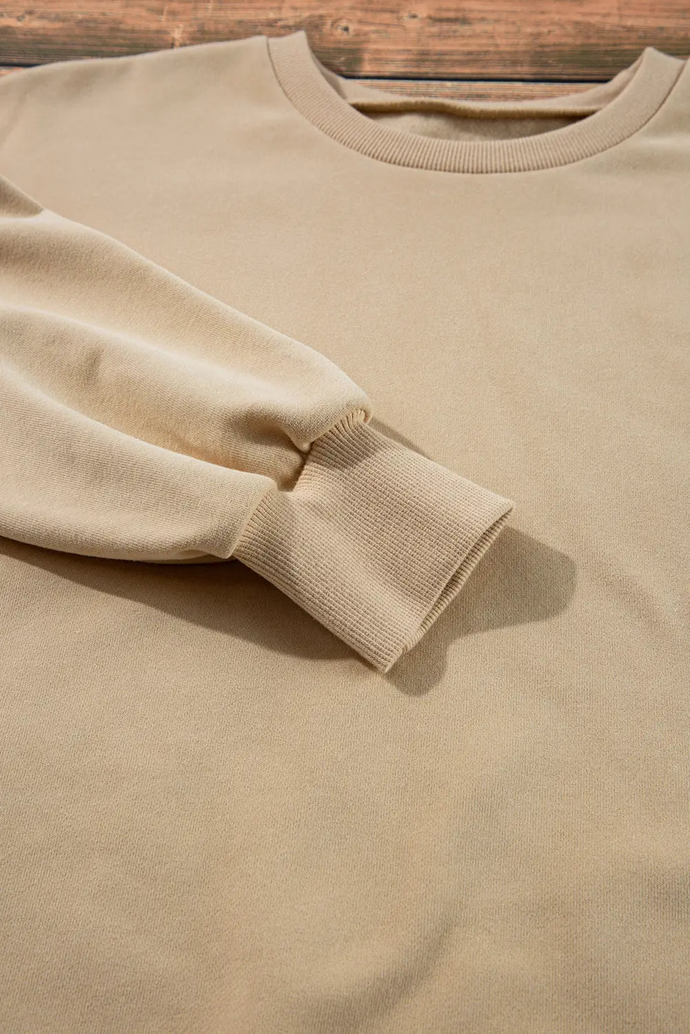 Apricot Solid Fleece Lined Drop Shoulder High Low Sweatshirt - eAura