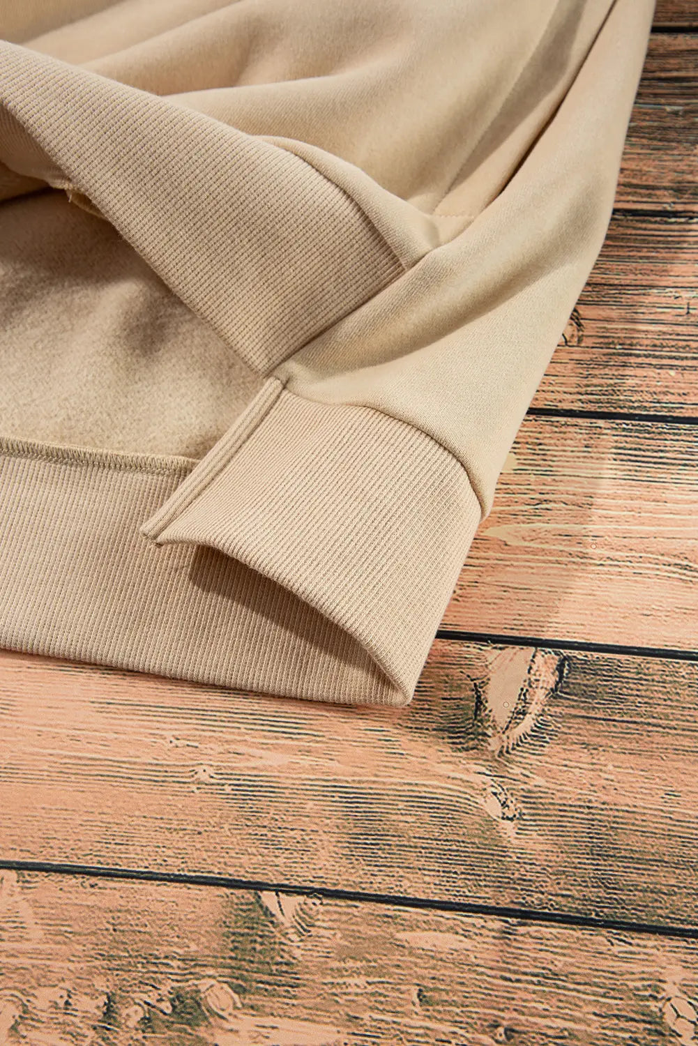 Apricot Solid Fleece Lined Drop Shoulder High Low Sweatshirt - eAura