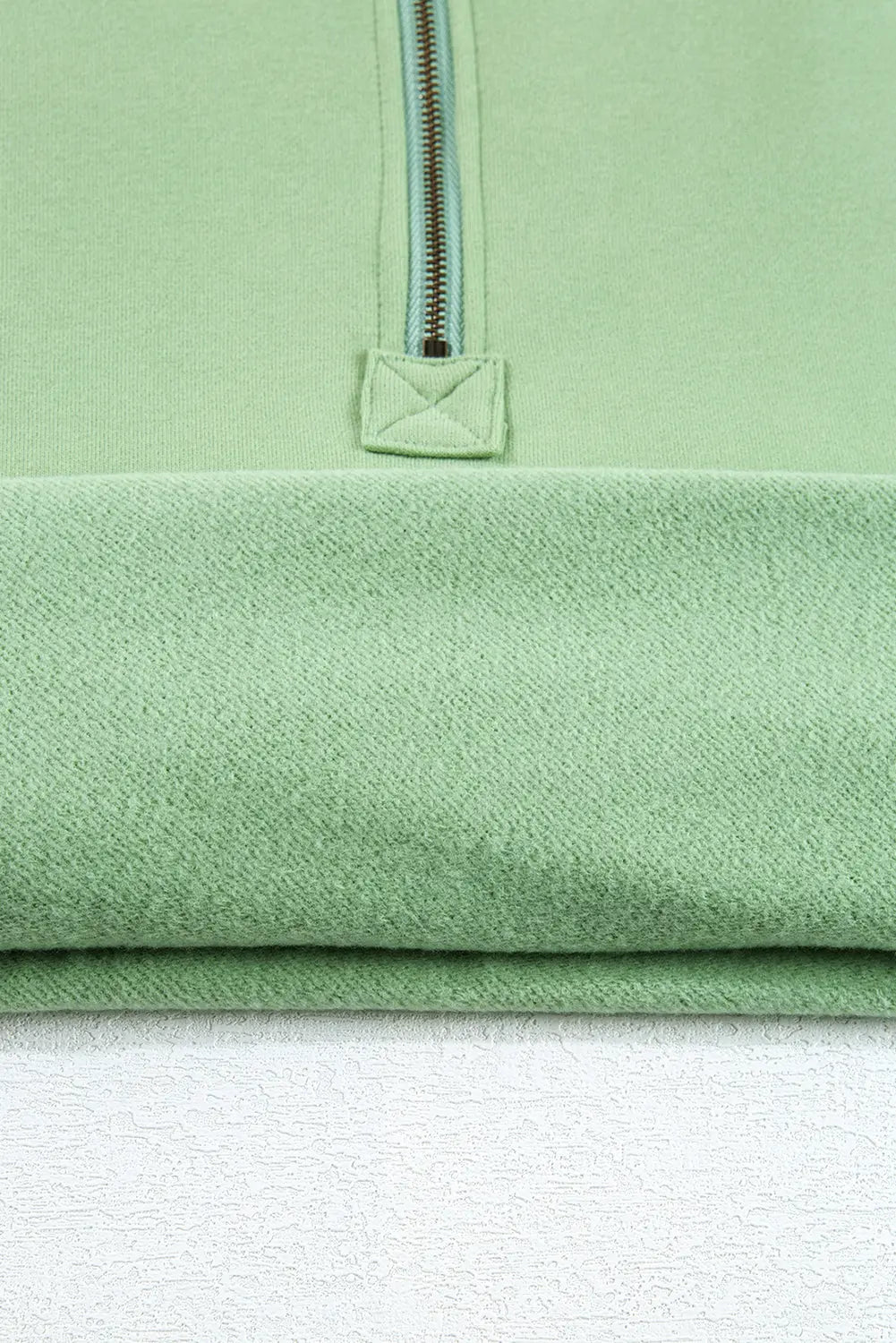 Aruba Blue Fleece Lined Half Zipper Kangaroo Pockets Loose Hoodie - eAura