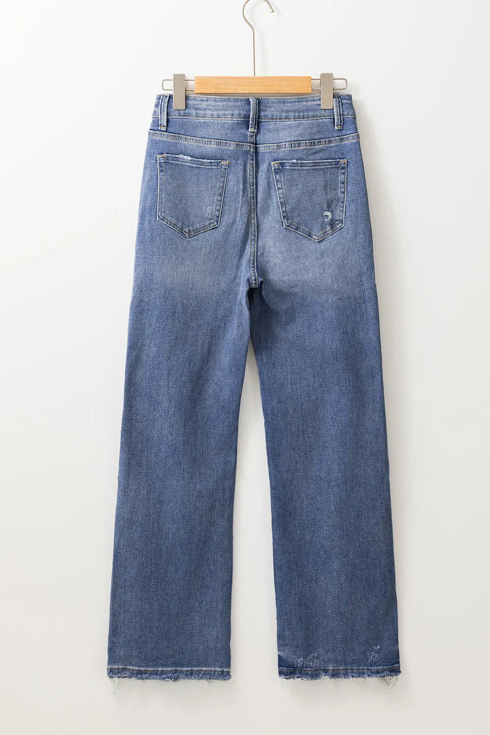 Ashleigh Blue Distressed Raw Hem Straight Leg High Waist Jeans eAura