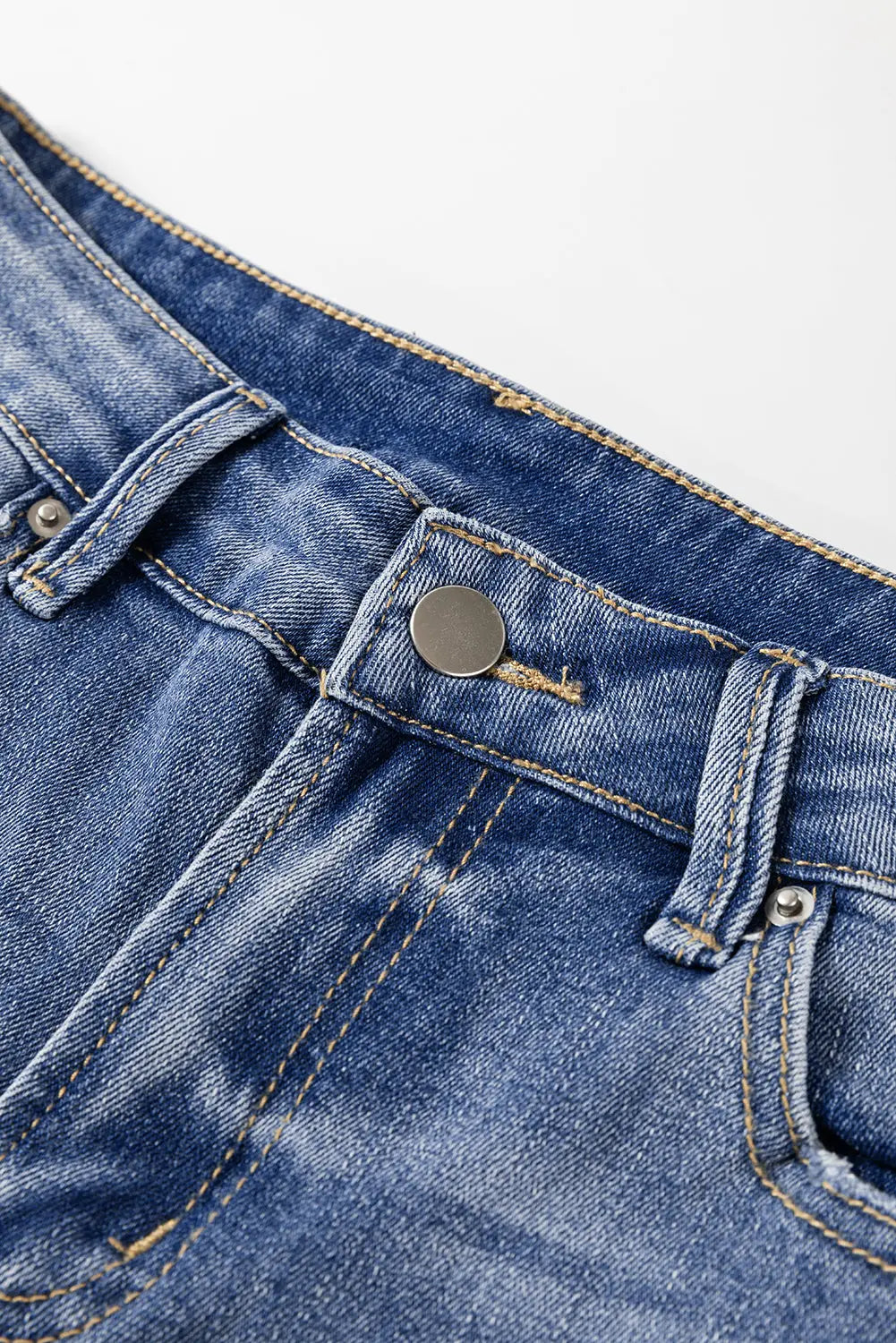 Ashleigh Blue Distressed Raw Hem Straight Leg High Waist Jeans eAura